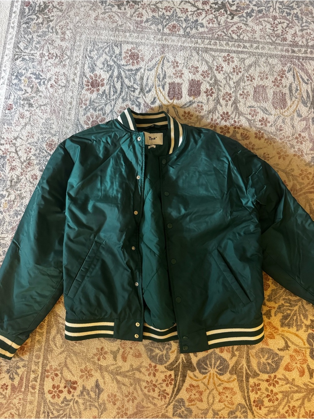 Aritzia TNA green bomber varsity jacket
